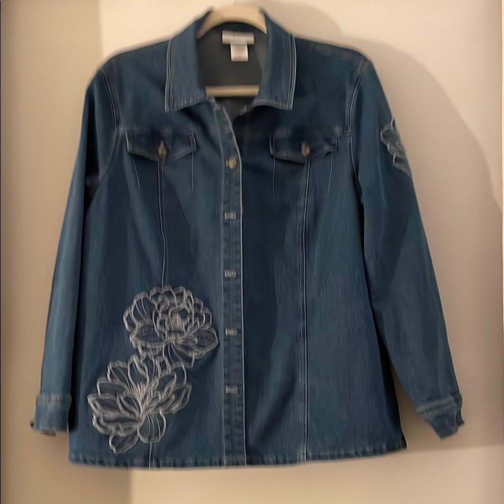 Alfred Dunner size L Embroidered Denim Jacket worn one time.